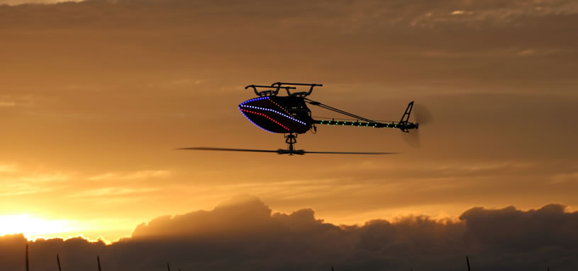 T Rex 700 Nachtflug Bilder, Sonnenuntergang