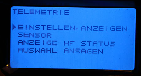 Einstellung anzeigen mit Telemetrie, Graupner GR-18 und GR-24 PRO, Heli-Planet Modellbau