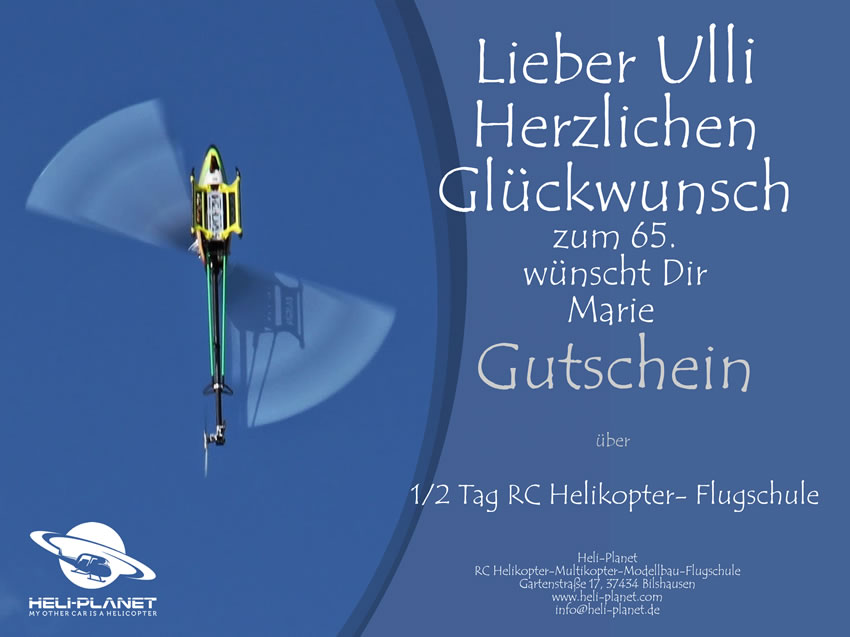 Gutschein für einen halben Tag RC-Heli Flugschulung