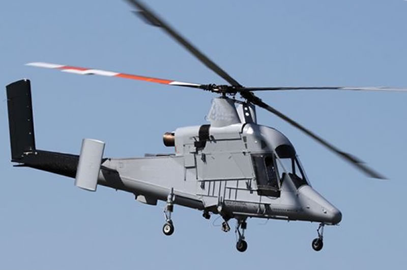 Kaman Helikopter mit Flettner Rotorkopf - kämmende Rotoren 